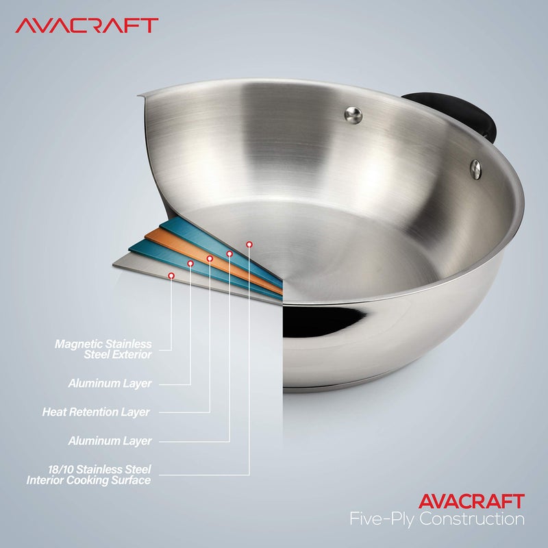 AVACRAFT 18/10, 3 Piece Stainless Steel Steamer Cooking Pot & Pan Set with Glass Lid, Momo Maker, Induction - Image 5